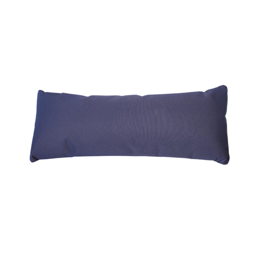 The AquaOutdoors Chaise Lounge Pillow, a rectangular dark blue cushion with a smooth texture, crafted from durable outdoor fabric, lies flat on a white background.