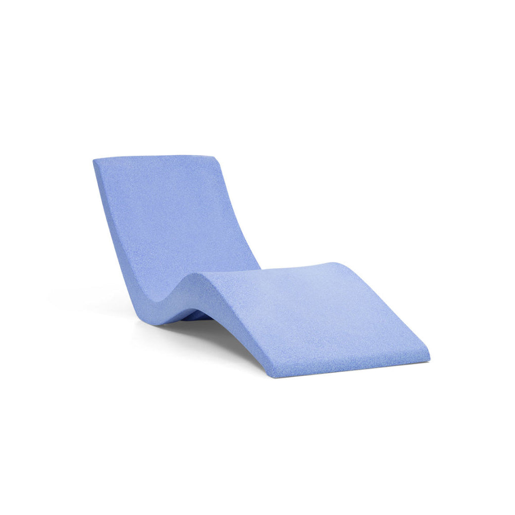 The AquaOutdoors Chaise Pool Lounger features a smooth, wavy design with a continuous shape for the backrest and leg support, gracefully resting on a white background.
