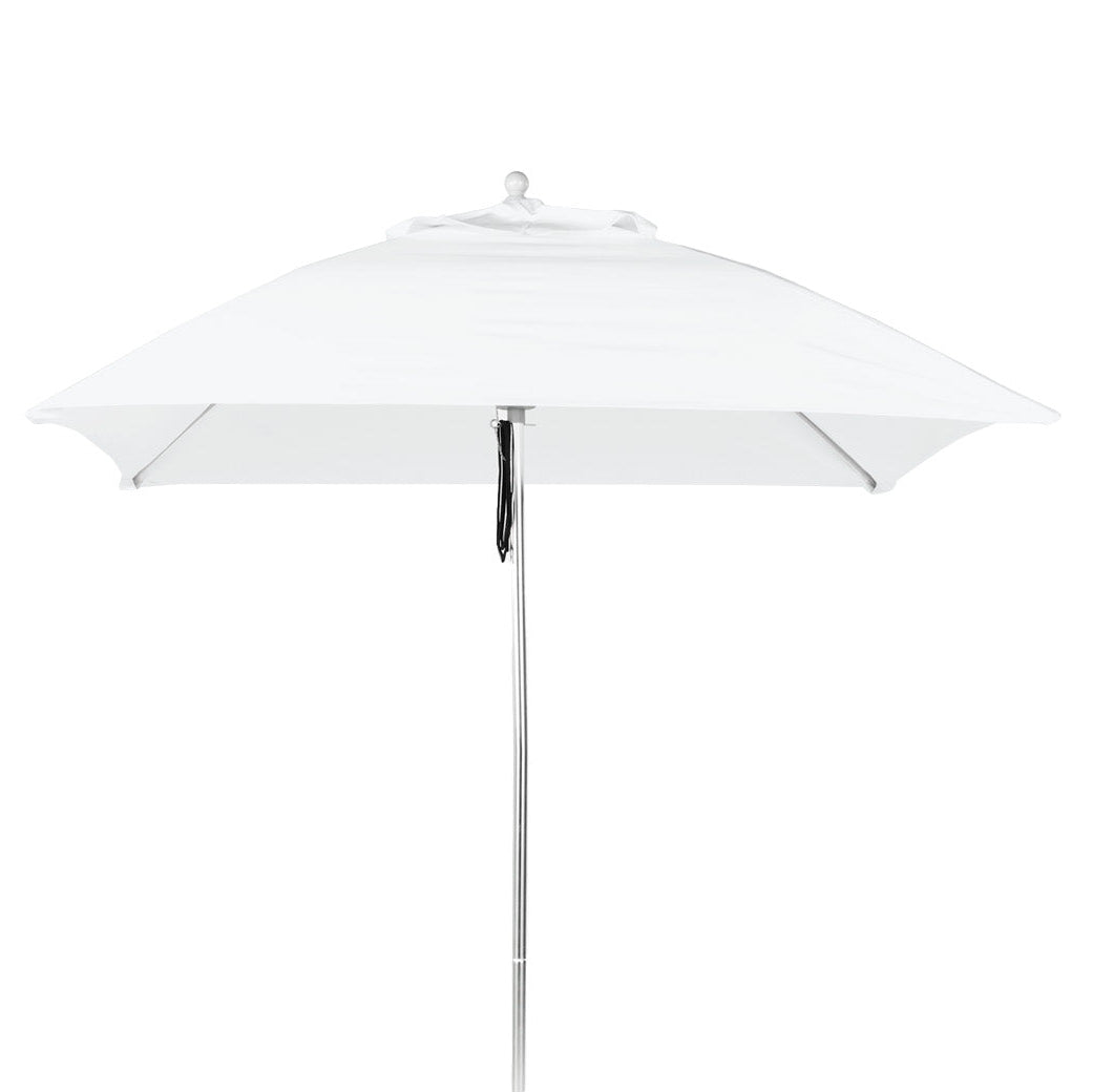 The AquaOutdoors Premium In Pool Umbrella, featuring a large white acrylic canopy and a silver pole, is displayed fully open against a plain white background.
